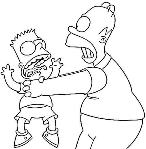 Funny Bart and Homer Simpson coloring page - Download, Print or Color ...