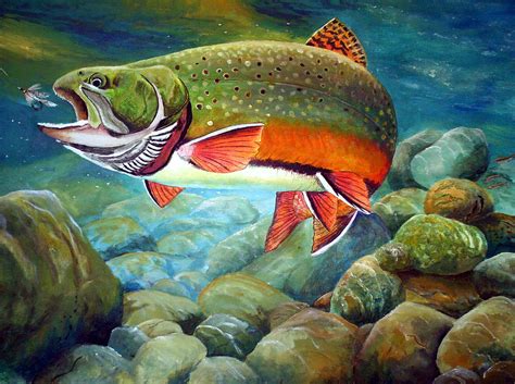 Brook Trout Breakfast Painting by Alvin Hepler