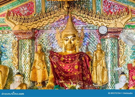 Golden Buddha Statue Inside Shwedagon Pagoda in Yangon, Burma Myanmar ...