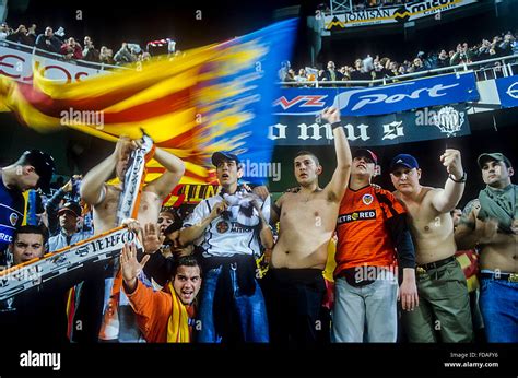 Fans of Valencia CF, yomus, Valencia stadium, Valencia, spain Stock ...