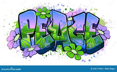 Peace in Graffiti Art stock vector. Illustration of think - 230117845