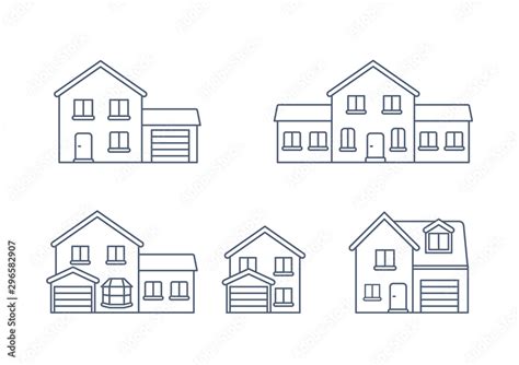 House Vector / Home outline icon / Building vector line houses. Stock ...