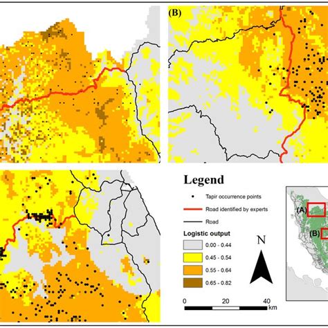 Habitat-suitability map for the endangered Asian Tapir (Tapirus ...