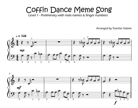 Coffin Dance Meme Astronomia Easy Easy Piano Sheet Music With Note ...