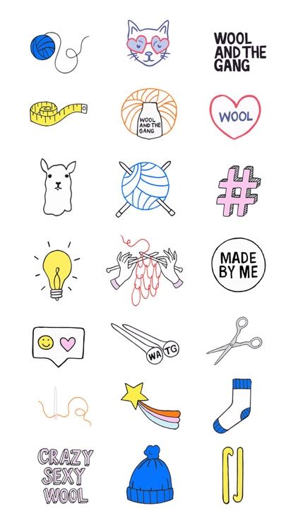 Knitting Emoji Stickers by Wool and the Gang ltd.