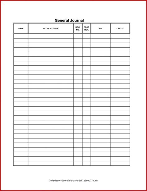 Accounting Journal Entry Template | General Ledger Excel