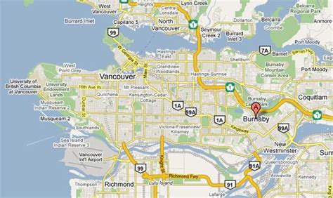 Vancouver, Burnaby mapa - Mapa de burnaby vancouver (British Columbia ...