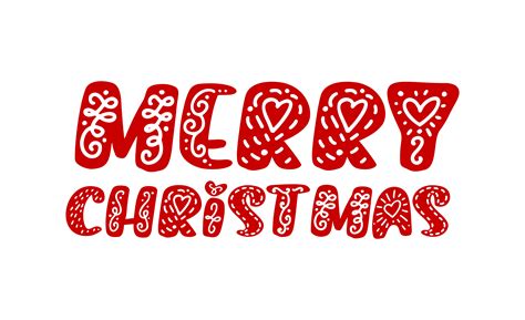 Merry Christmas hand drawn lettering text. Vector illustration Xmas ...