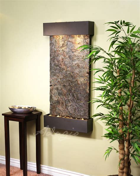 Slate Wall Mounted Water Features - The Whispering Creek with Green ...