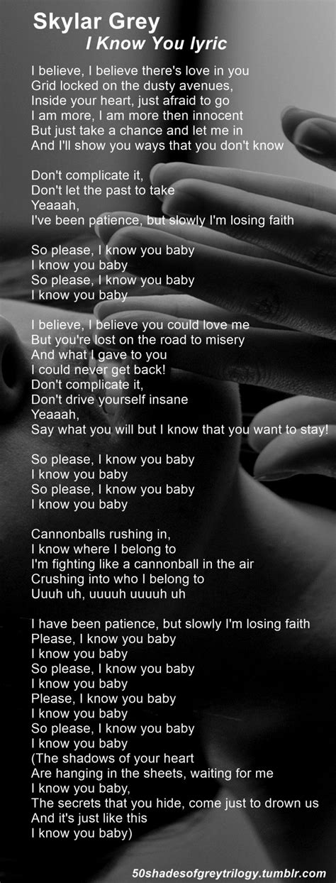 lyrics to Skylar Grey's I Know You (from FSOG sdtrk) - Fifty Shades of ...