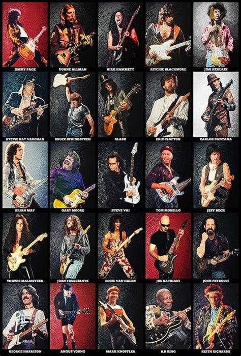 Greatest Guitarists of All Time Art Print Rock Poster - Etsy ...