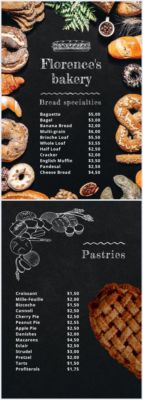 Modern Bakery Menu Template | Bakery menu, Modern bakery, Bakers menu