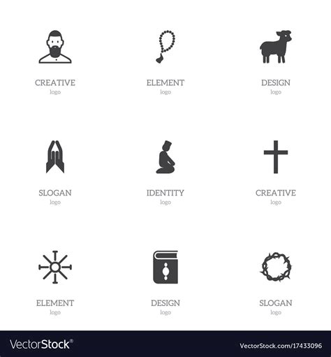 Set of 9 editable faith icons includes symbols Vector Image