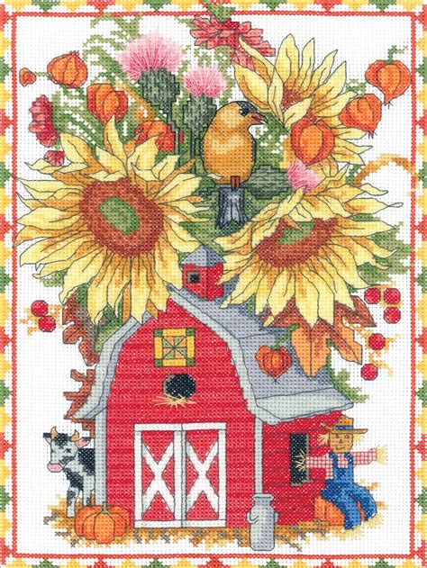 Janlynn Counted Cross Stitch Kit 9"X12"-Barn Birdhouse Bouquet (14 ...