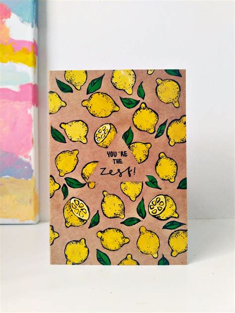 Handmade Lemon Puns Painted Greetings Cards | Etsy