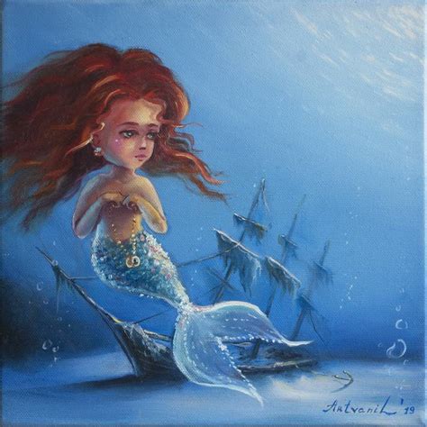 Ocean Treasure - Fantasy mermaid girl Beautiful original miniature ...