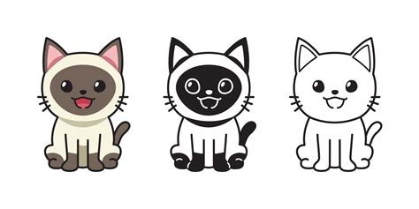 Vector cartoon set of siamese cat 3351367 Vector Art at Vecteezy