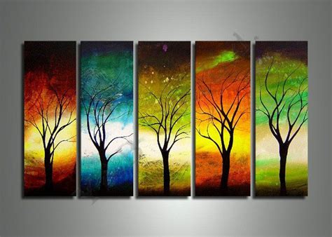 2018 High Quality Four Seasons Tree Oil Painting On Canvas Set Home ...