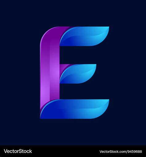 E letter volume blue and purple color logo design Vector Image