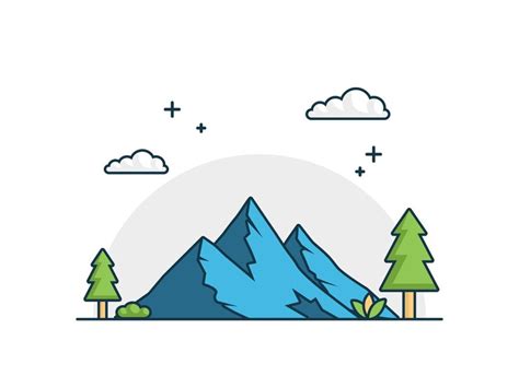 Premium Vector | Mountain vector with flat design outline style