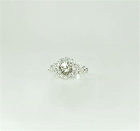 Antique Style Halo Ring Natural Herkimer Diamond Sterling Silver Design