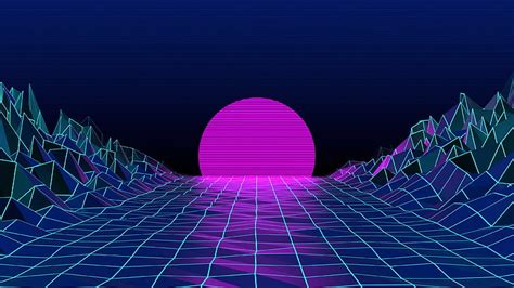 HD wallpaper: retrowave, neon, digital art, retro style, sky, sun, 80s ...