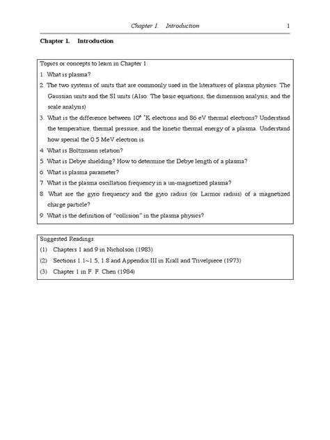 Plasma Physics Introduction | PDF | Plasma (Physics) | Electronvolt