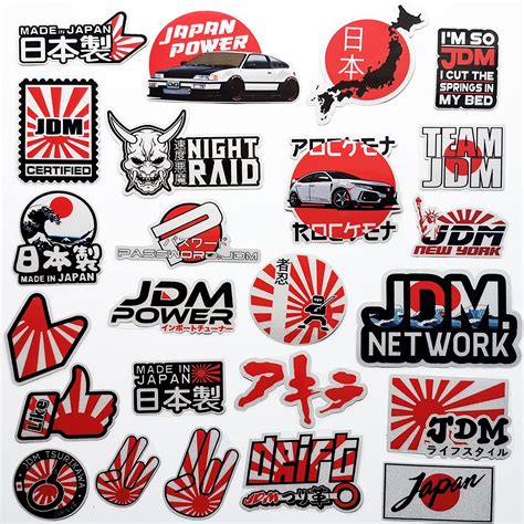 Buy 46Pcs Funny JDM Car Stickers Japan Rising Sun Rear Window Stickers ...