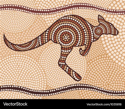 Kangaroo painting in the abstract aboriginal style