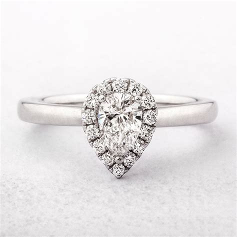 Ladies Pear Cut Halo Diamond Engagement Ring