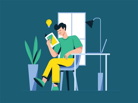 Man Reading a Book Illustration by Unblast on Dribbble