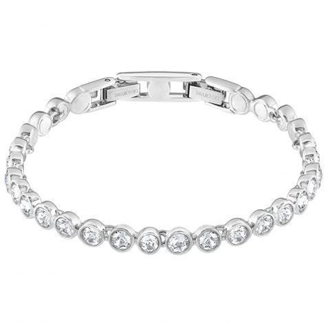 Tennis White Crystal Bracelet in Rhodium Silver | Swarovski UK