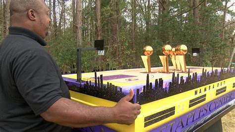 Kobe Bryant custom made tribute casket features Lakers court and 5 ...