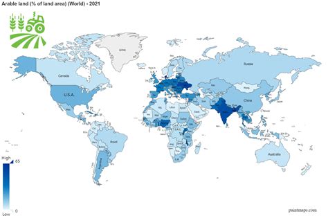 Arable Land Percentage Of Land Area On World Map