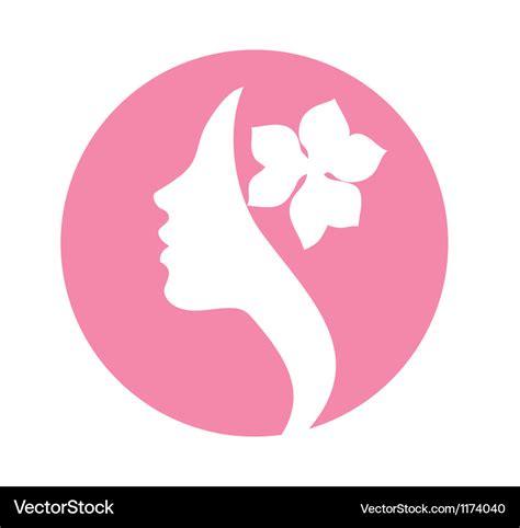 Young woman face profile silhouette -pink icon Vector Image