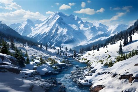 Premium Photo | Majestic Snowy Mountain Range Desktop Wallpaper