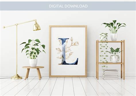 Monogram Letter L Printable Floral Initial Letter Print in - Etsy