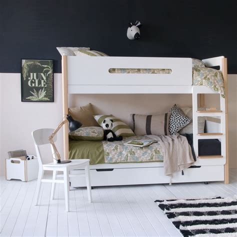 The Edit Bunk Bed with Trundle - Natural + White | Solid storage bunk ...