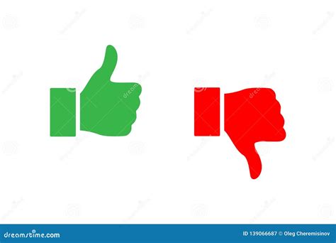 Green Thumbs Up and Red Thumbs Down Icons Isolated on White Background ...