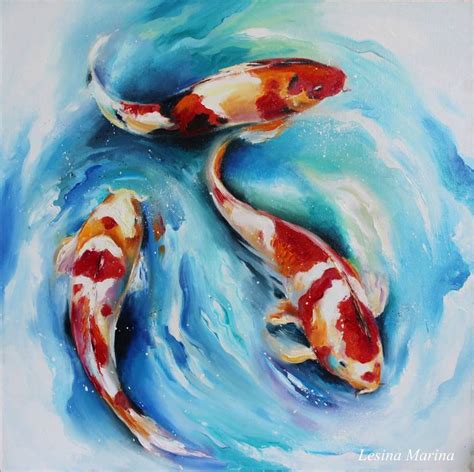 Koi fish Painting by Marina Lesina | Saatchi Art