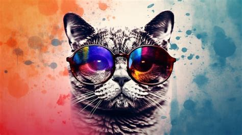 Premium AI Image | Cat cute stylish glasses