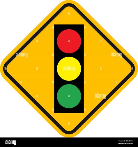 Traffic Light ahead sign vector. Yellow diamond background Stock Vector ...