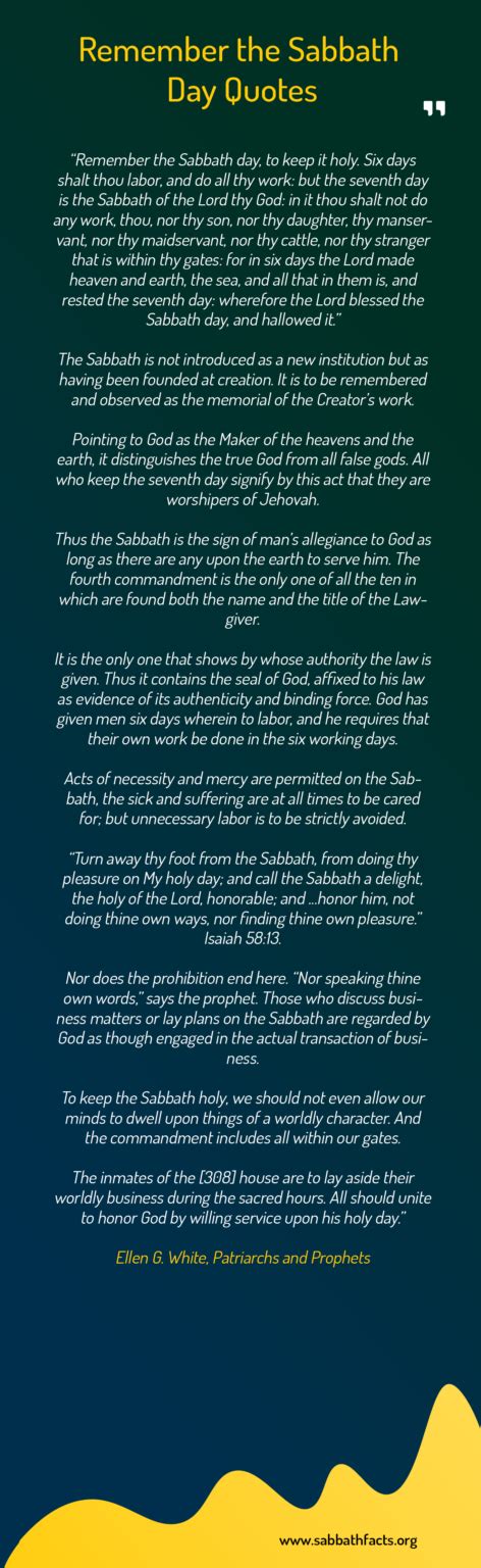 Remember the Sabbath Day Quotes | Sabbath Facts