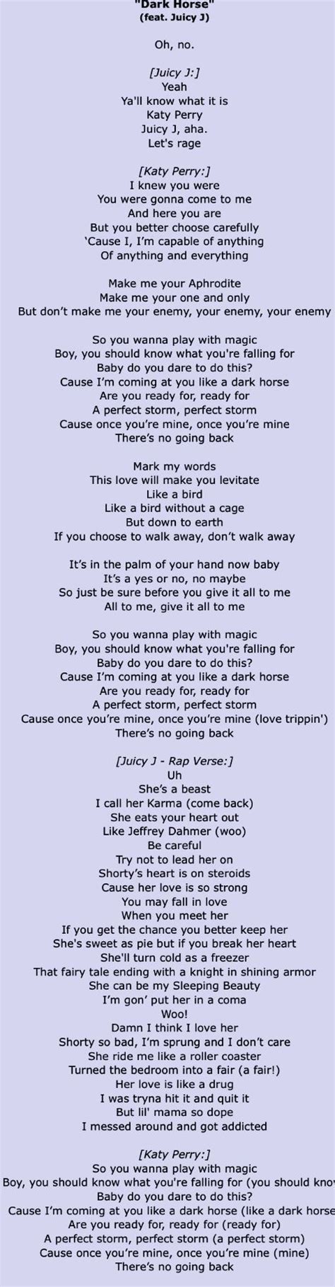 Dark Horse, by Katie Perry. | Dark horse lyrics, Dark horse song, Song ...