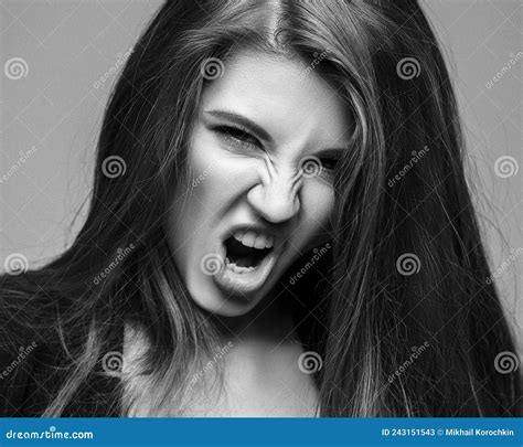 Woman Screaming in Black and White Stock Image - Image of luxury ...