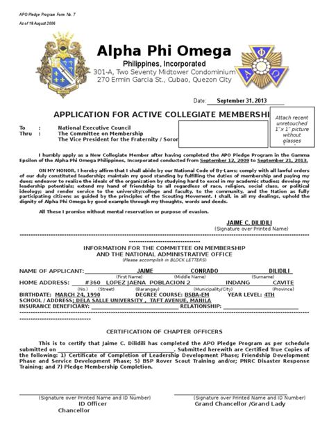 Pledge Form | PDF | Fraternities And Sororities | Social Institutions