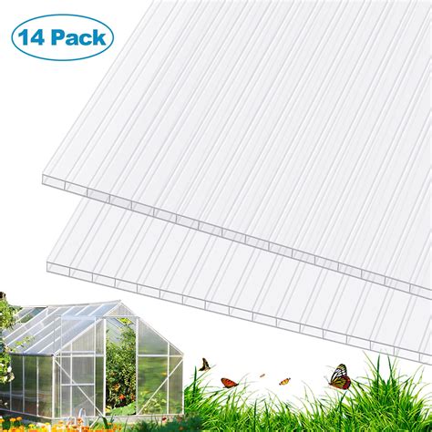 Buy Polycarbonate Greenhouse Panels, 14 Pack Twin Wall 4mm Sheets, 4 ...