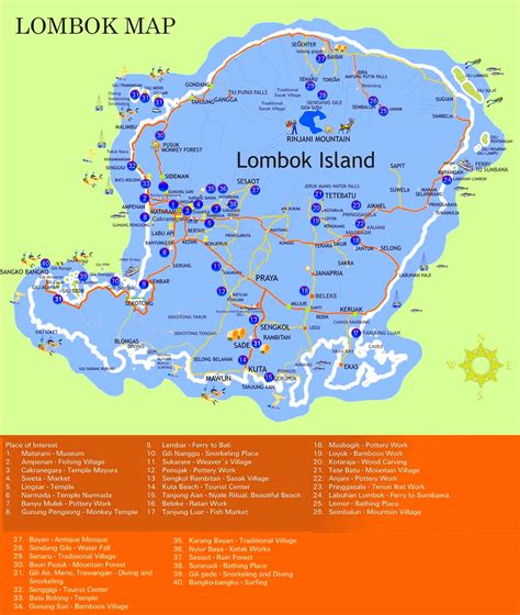 Lombok sightseeing map - Ontheworldmap.com