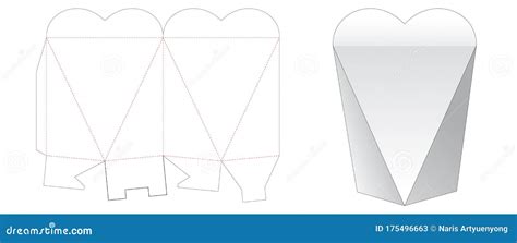 Heart Shaped Gift Box Cut Template Stock Vector - Illustration of food ...