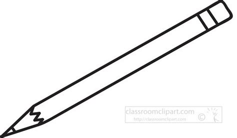 Objects Outline Clipart-black white outline school pencil clipart 7152